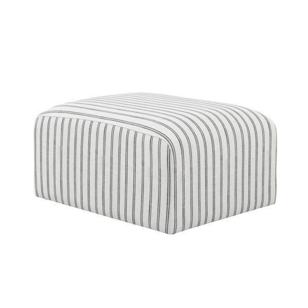 Ryder Chalk Stripe Pouffe - Woven - L70 x W90 x H44 cm - White/Black - Fully Assembled