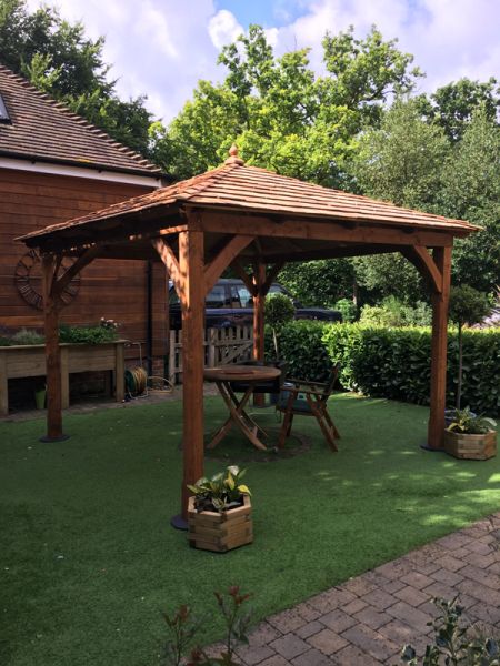 Luxury Cotswold Canopy with Cedar Roof - Pressure Treated Timber - L326 x W326 x H296 cm