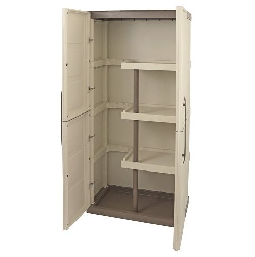 Cabinet with Broom Storage Plastic Garden Store Approx L700 x W390 x H1650 mm