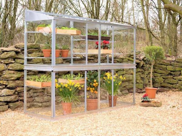 6 Feet Growhouse - Aluminium/Glass - L183 x W65 x H149 cm - Chestnut Brown