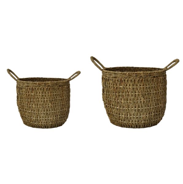 Lined Basket (Set of 2) - Seagrass - L35 x W35 x H30 cm - Natural