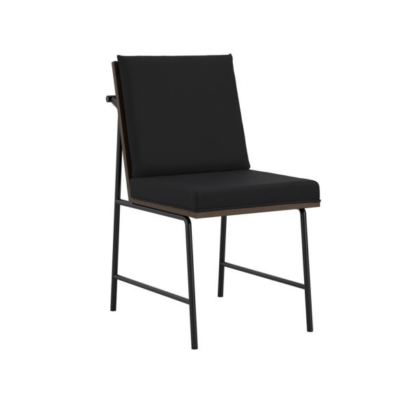 Scout Indoor Dining Chair (Pack of 2) - House Weave/Rubber Wood - L63 x W47.5 x H89 cm - Onyx/Walnut - Flat Pack