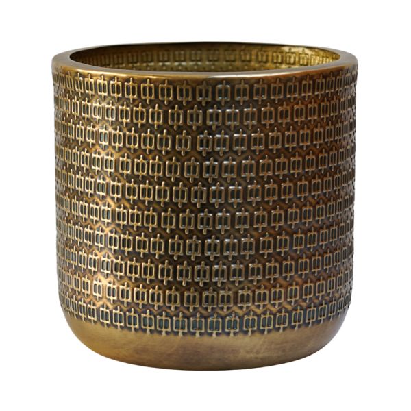 Solis Embossed Planter - Metal - L25 x W25 x H25 cm - Gold