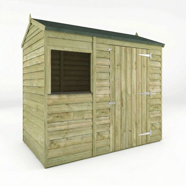 6 x 4 Feet Overlap Reverse Apex Shed - Timber - L131.3 x W181.8 x H208.3 cm - Brown