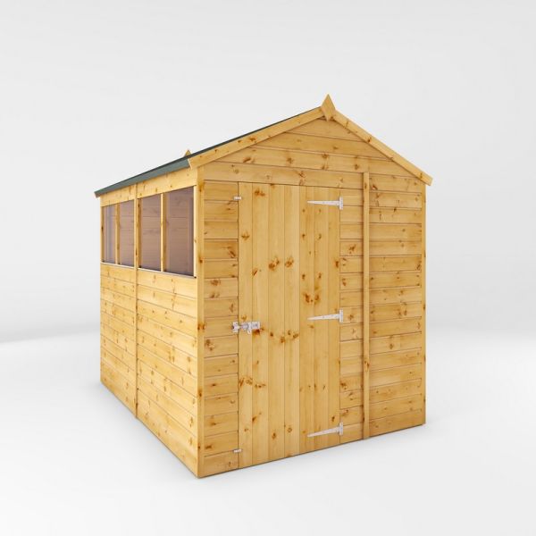 8 x 6 Feet Shiplap Apex Shed - Timber - L240.8 x W190.5 x H222.2 cm - Brown