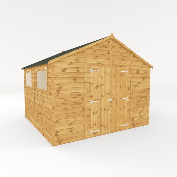 10 x 10 Feet Premium Shiplap Apex Workshop - Timber - L308.2 x W322.7 x H252.4 cm - Brown