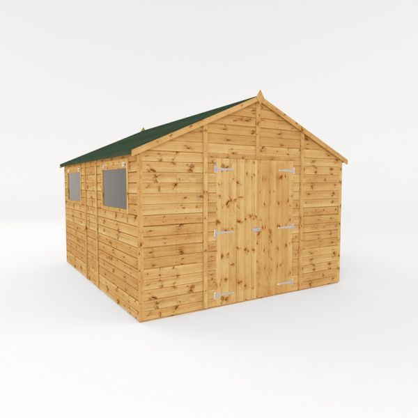 12 x 10 Feet Premium Shiplap Apex Workshop - Timber - L367.8 x W322.7 x H252.4 cm - Brown