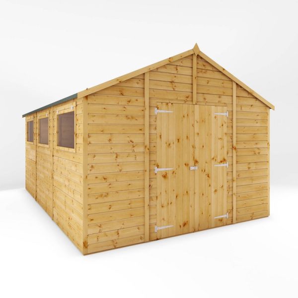 15 x 10 Feet Premium Shiplap Apex Workshop - Timber - L457.2 x W322.7 x H252.4 cm - Brown