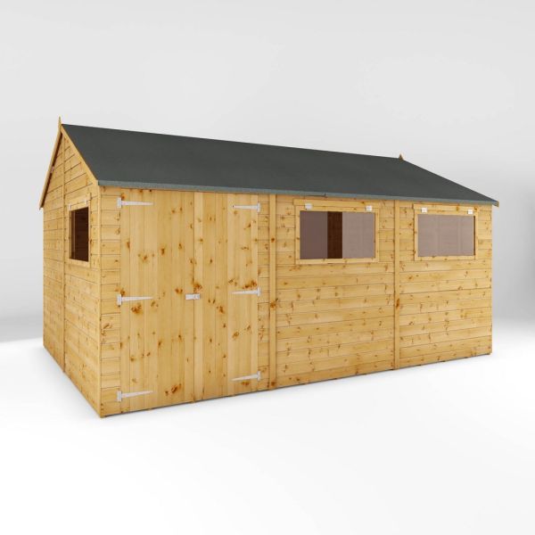 15 x 10 Feet Premium Shiplap Reverse Apex Workshop - Wood - L322.7 x W457.2 x H252.4 cm