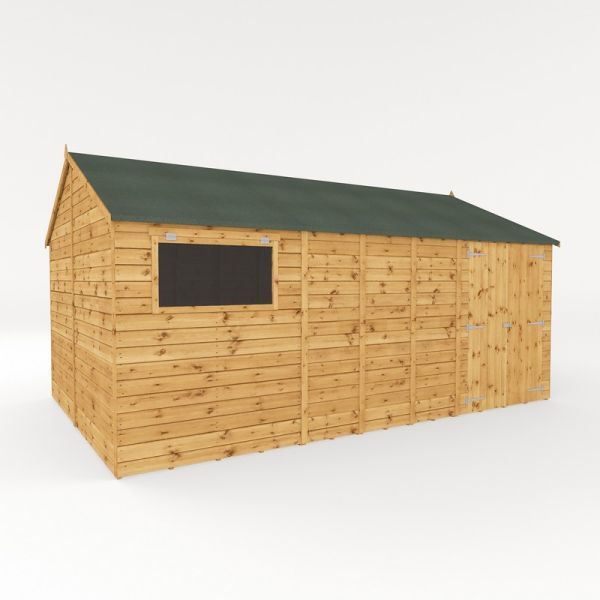 16 x 10 Feet Premium Shiplap Reverse Apex Workshop - Timber - L322.7 x W487 x H250.3 cm - Brown