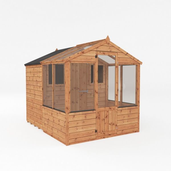8 x 6 Feet Traditional Apex Greenhouse/Shed Combo - Timber - L245.8 x W201 x H205.8 cm - Brown