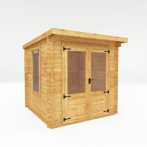 2.4 x 2.4 m Pent Log Cabin - 19 mm - Timber - L271.8 x W242.4 x H237.8 cm - Brown