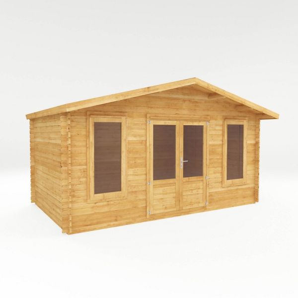 5 x 3 m Retreat Log Cabin - 44 mm - Timber - L342.8 x W513.5 x H287.6 cm - Brown