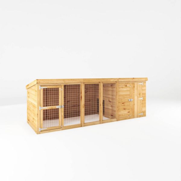 12 x 4 Feet Berkshire Dog Kennel & Run - Wood - L121.1 x W343.8 x H127.7 cm