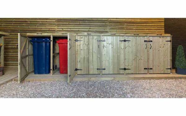 Wheelie Sextet Bin Store - L80.4 x W423.2 x H120 cm - Timber - Fits 6 x 240L Wheelie Bins