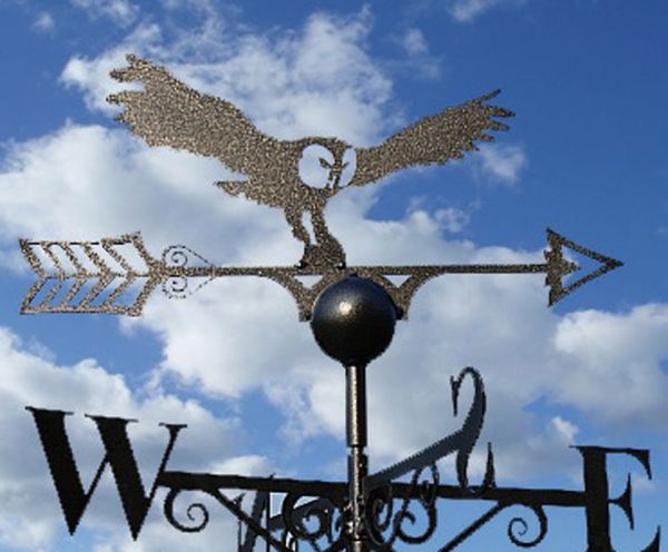 Owl Weathervane - Solid Steel - W61 x H88 cm - Black