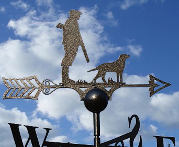 Man and Dog Weathervane - Solid Steel - W61 x H88 cm - Black