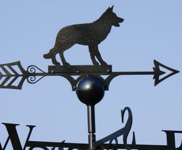 Alsatian Weathervane - Solid Steel - W61 x H88 cm - Black