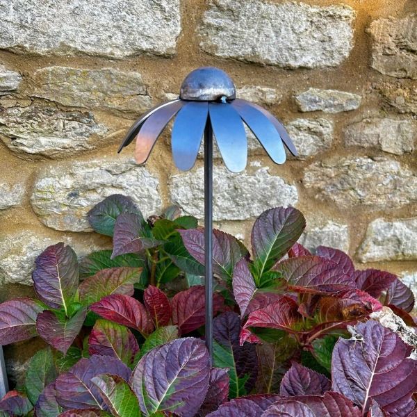 1 Feet Cone Flower Plant Pin (Pack of 3) - Bare Metal/Ready to Rust