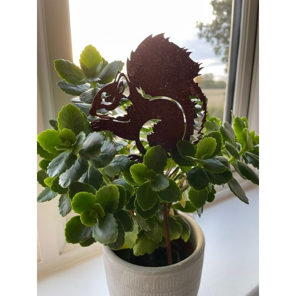 Squirrel Pot Stake (Pack of 3) - Bare Metal/Ready to Rust - H25 cm