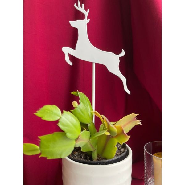 Leaping Deer Pot Stake (Pack of 3) - Bare Metal/Ready to Rust - H25 cm