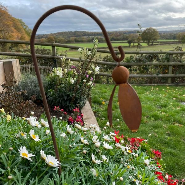 Hanging Snowdrop Garden Art (Pack of 3) - Bare Metal/Ready to Rust - Steel - W100 x H6 cm
