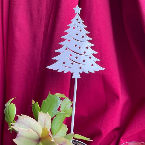 Christmas Tree Pot Pin Garden Art (Pack of 3) - H25 cm - White