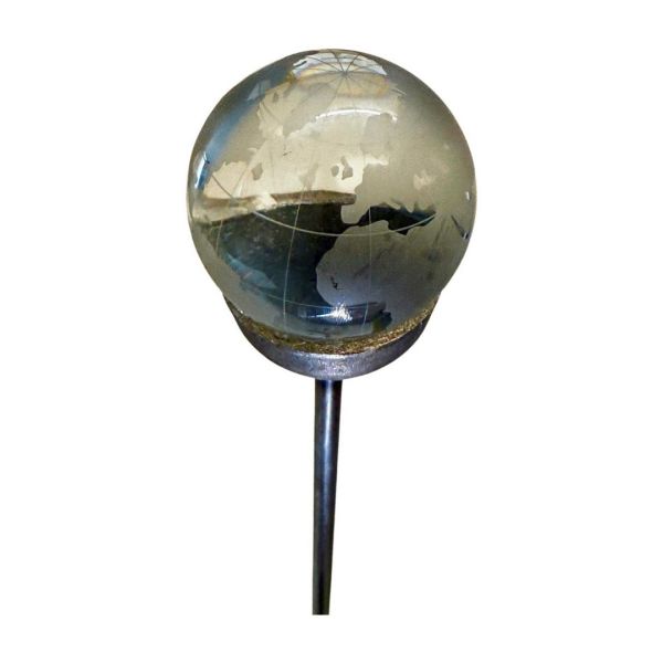 3 Feet Etched World 60mm Marble Pin Garden Art (Pack of 3) - Bare Metal/Ready To Rust