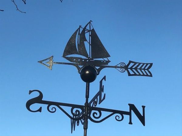 Sailing Boat Weathervane - Steel - W65 x H88 cm - Black