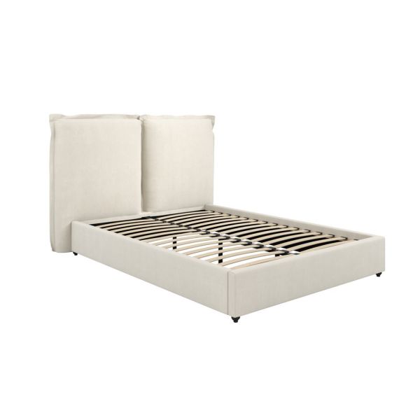Sunday Double Bed Frame (Pack of 2) - Linen Blend - L221 x W174 x H120 cm - Ivory - Flat Pack