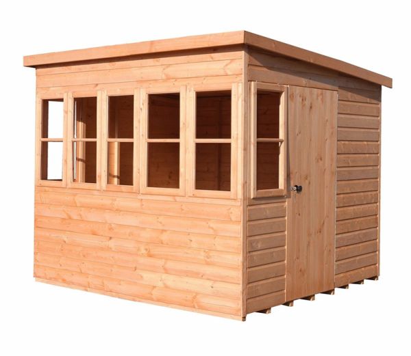 Sun Pent 8 x 6 Feet Single Door with Seven Windows Dip Treated Wooden Garden Potting Shed