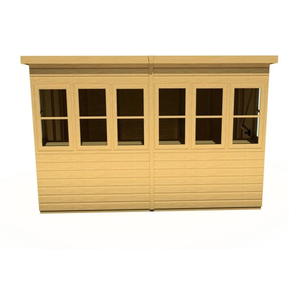 Sun Pent 10 x 6 Feet Single Door with Eight Windows Dip Treated Wooden Garden Potting Shed