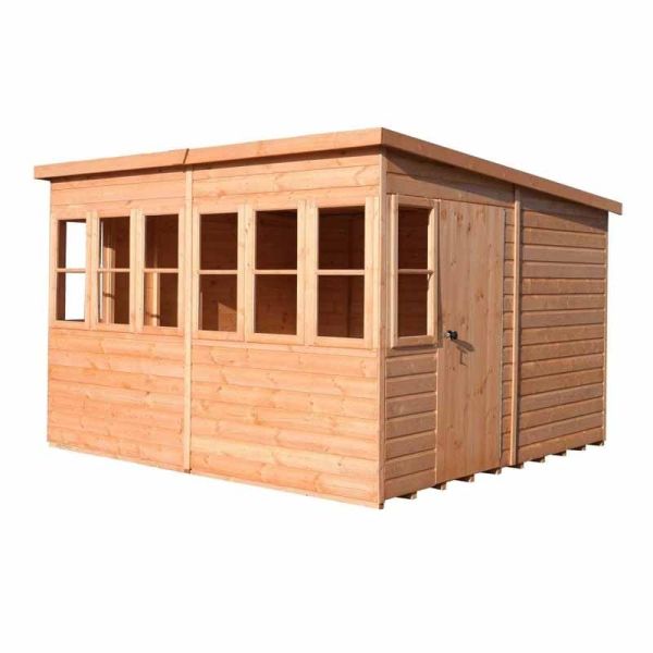 Sun Pent 10 x 10 Feet Single Door with Eight Windows Dip Treated Wooden Garden Potting Shed