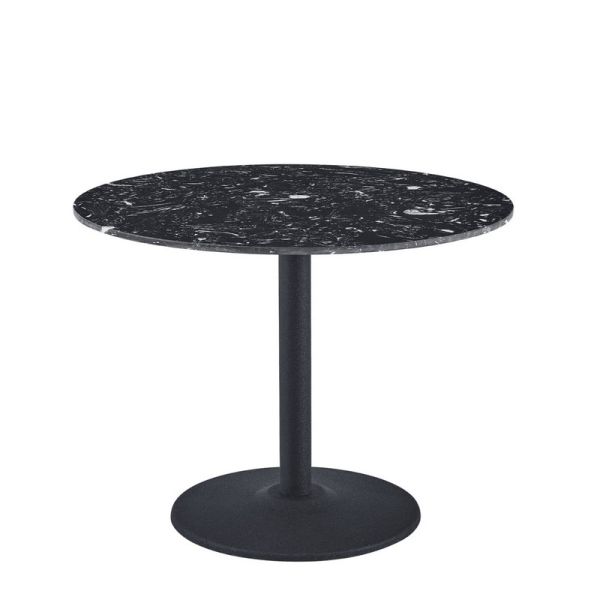 Mmilo Round Marble Dining Table Black Leg - L100 x W100 x H75 cm