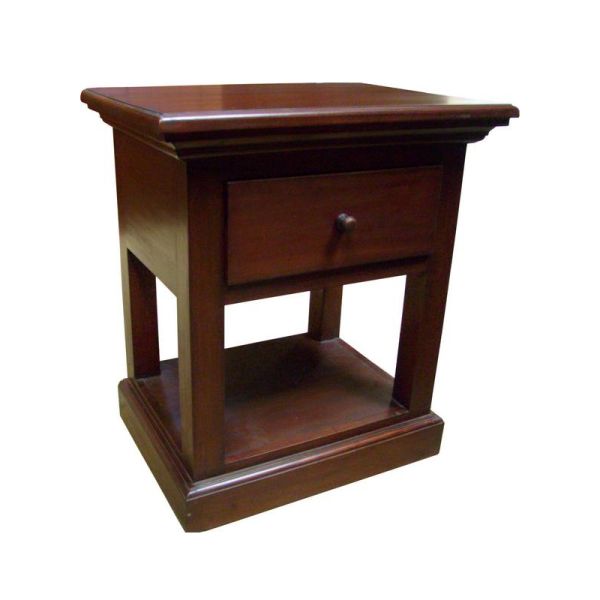 Corniche One Drawer Lamp/Side Table - Mahogany Wood - L40 x W55 x H62 cm