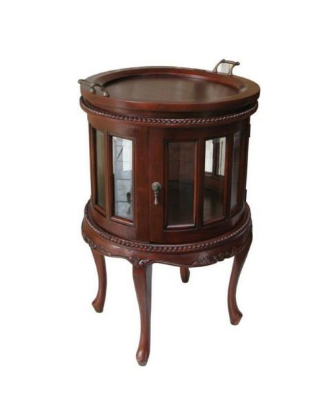 Round Tea Table - Mahogany Wood - L50 x W50 x H81 cm