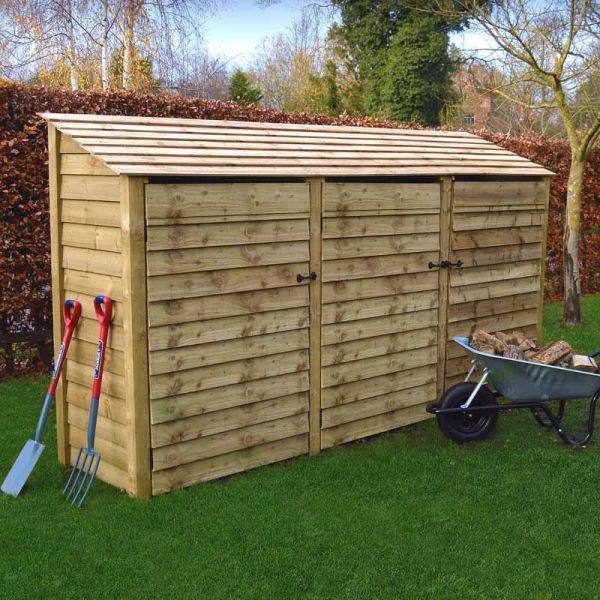 Empingham 6ft Log Store with Doors - L80 x W340 x H181 cm - Light Green