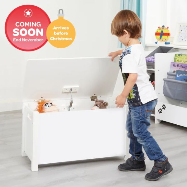 Kids Classic White Toy Box - Wooden - H475 x W680 x D375mm