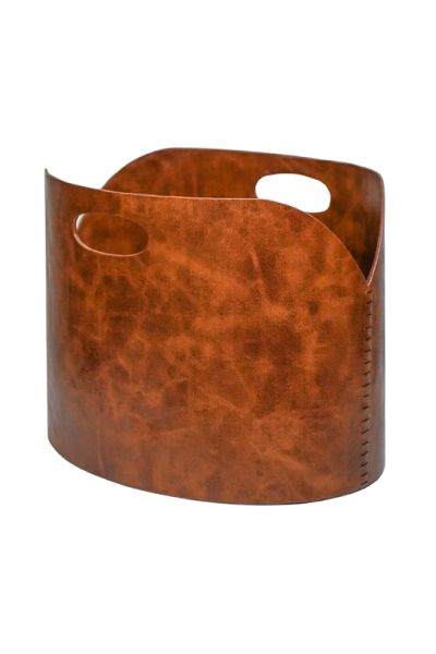 Log Bucket - Faux Leather - L30 x W40 x H30 cm - Tan