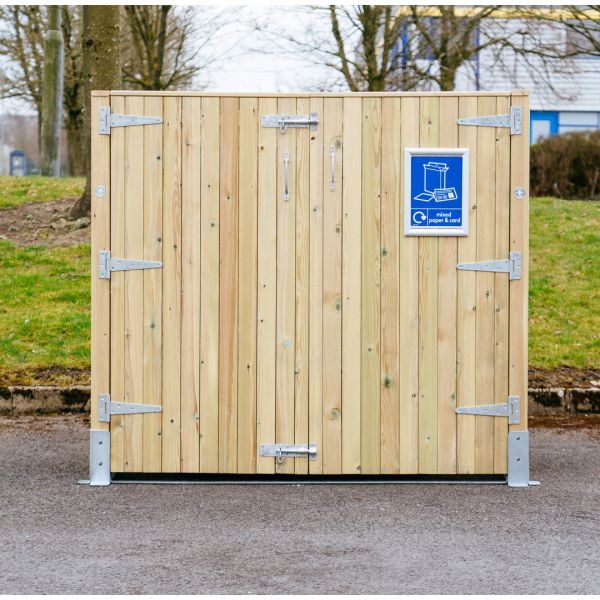 Whalley Commercial Euro Wheelie Bin Store - Timber - L164 x W154.5 x H147.5 cm - Self Assembly - Fits 1 x 660L to 1100L Wheelie Bin