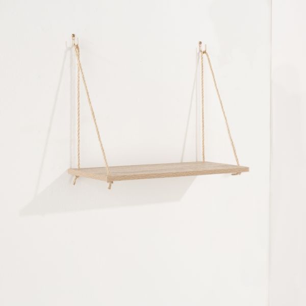 Thames Single Rope Shelf - 440 x 190 x 9/350 mm - Oak