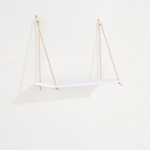 Thames Single Rope Shelf - 440 x 190 x 9/350 mm - White