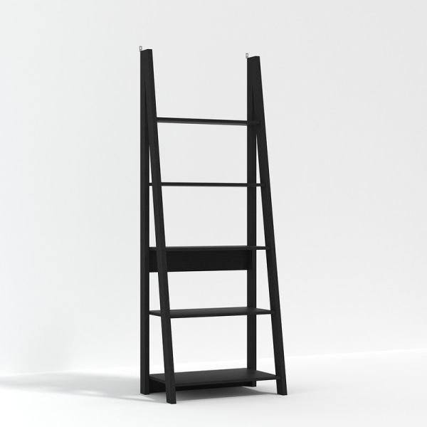 Tiva Ladder Bookcase - MDF - L38.6 x W64 x H175.4 cm - Black