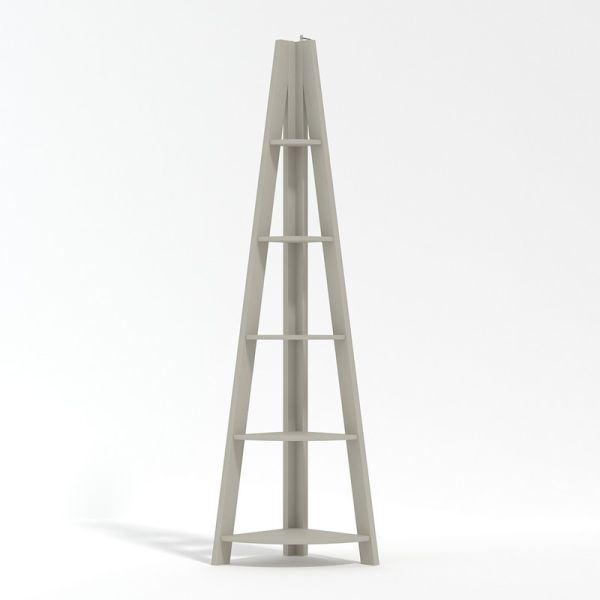 Tiva Corner Ladder Shelving - MDF - L38.6 x W38.6 x H175.4 cm - Grey