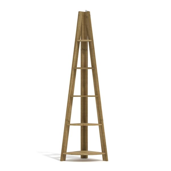 Tiva Corner Ladder Shelving - MDF - L38.6 x W38.6 x H175.4 cm - Oak