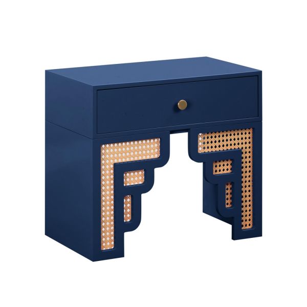Suzie Nightstand - MDF/Rattan - L38.1 x W66 x H58.4 cm - Navy