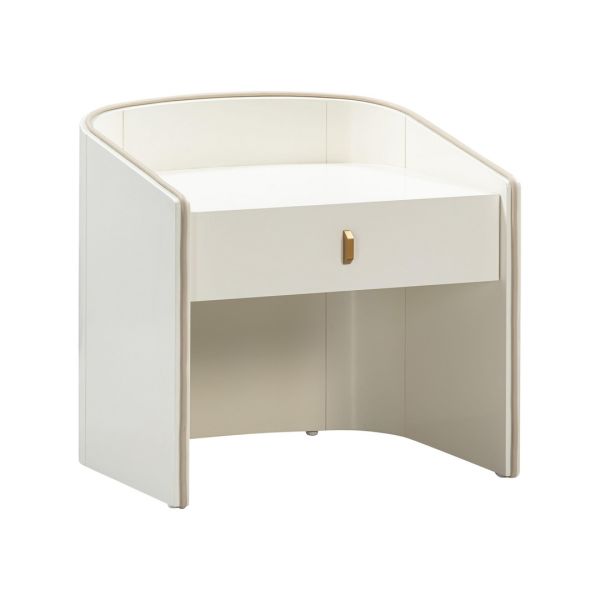 Collins Lacquer Nightstand - Acacia/MDF - L48.3 x W55.6 x H54.6 cm - Cream