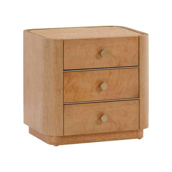 Abigail Natural Birdseye Maple Nightstand - MDF/Pine/Plywood/Veneer - L38.1 x W55.9 x H51.3 cm - Brown