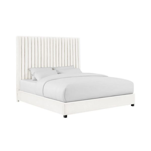 Arabelle King Bed - MDF/Velvet - L218.4 x W164.1 x H168.9 cm - Cream