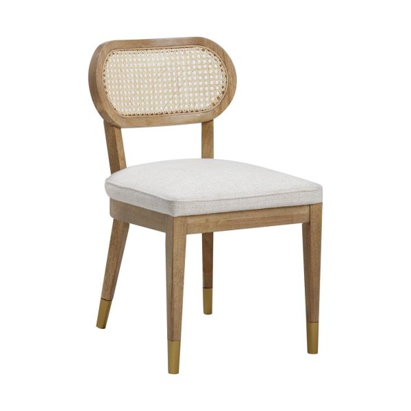 Cosette Natural Dining Chair - Fabric/Wood - L54.1 x W47 x H77.5 cm - Cream
